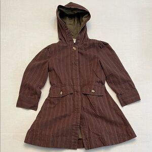 TEA COLLECTION. BROWN COTTON HOODED JACKET SIZE 5 CHILD